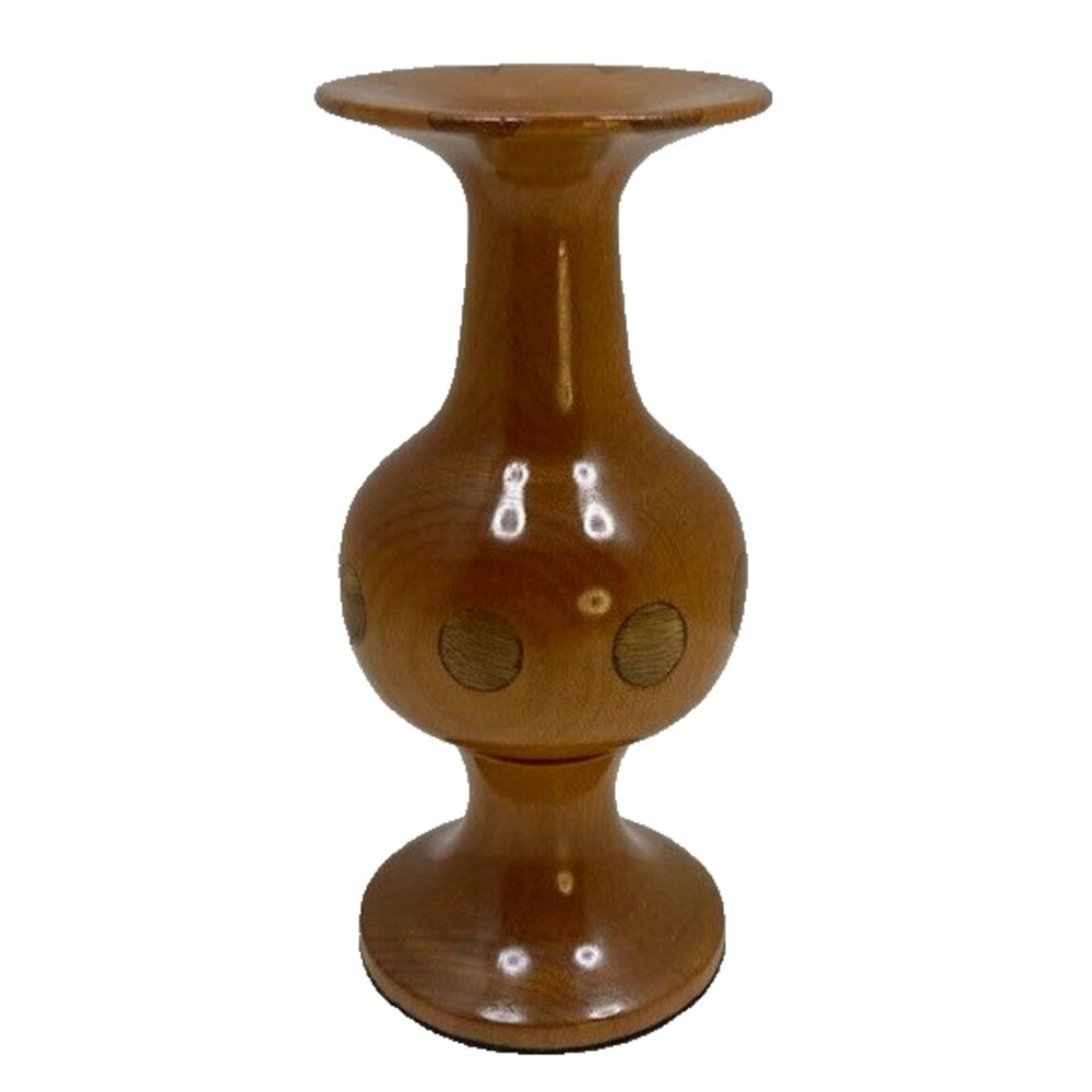 Vtg Hand Turned Custom Vase Wood Inlay 5.75 in One of a Kind New Zealand